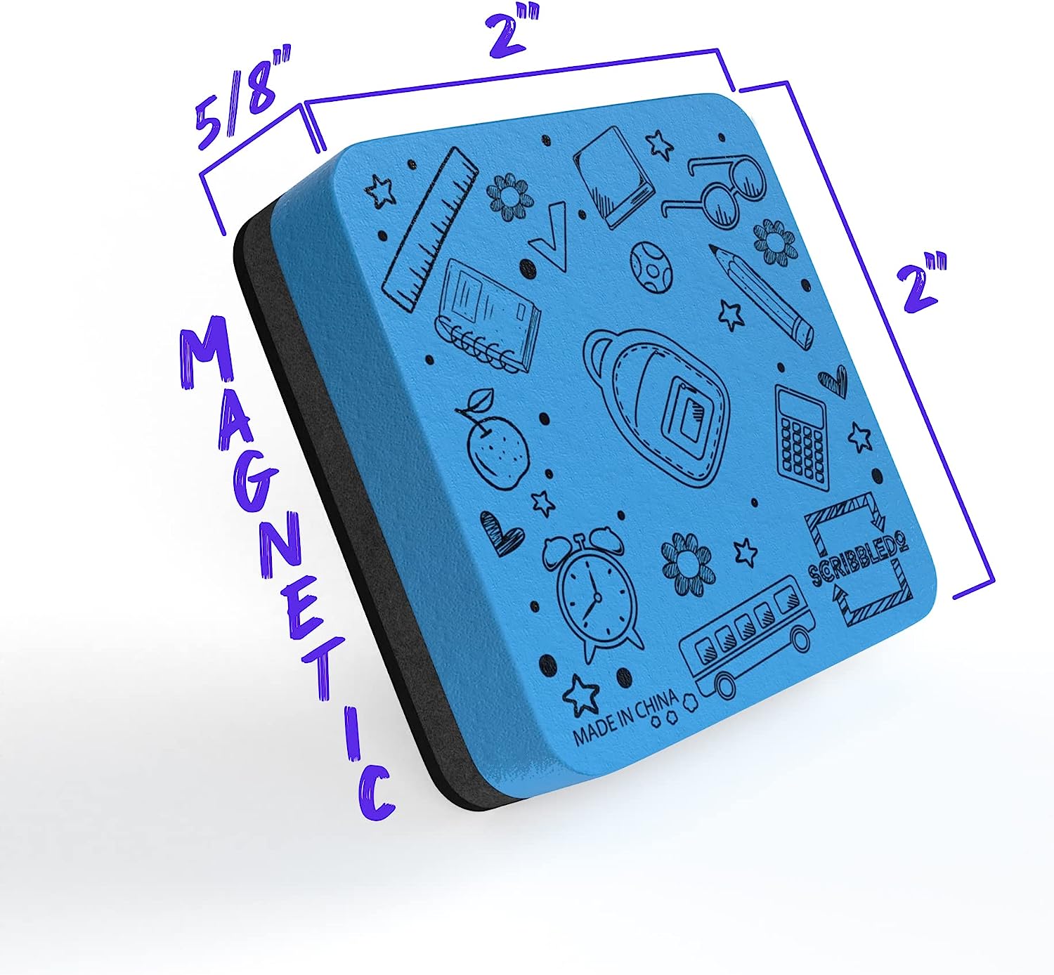 Favourde 48 Pack Magnetic Whiteboard Erasers - Blue Square Dry Erase Board Cleaners For Classroom & Office