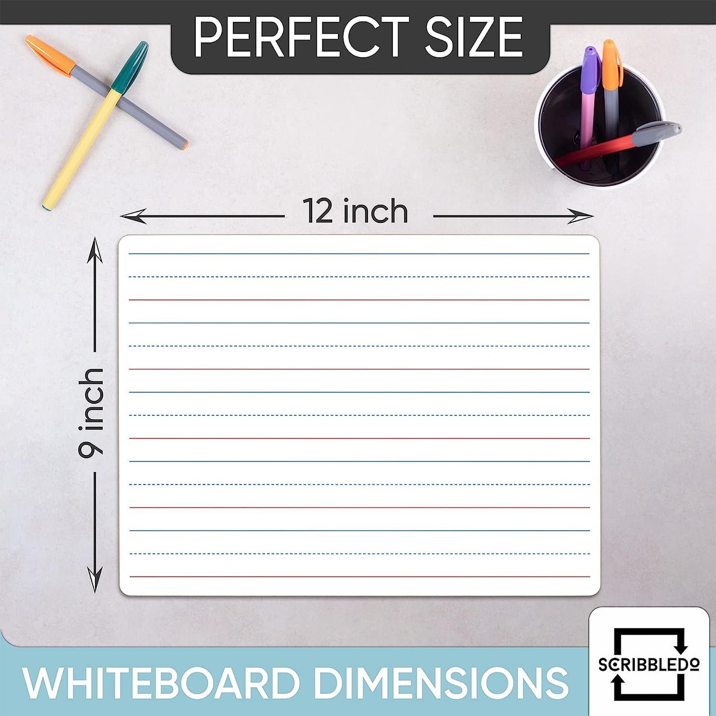 Double Sided Ruled Whiteboard 9"x12"