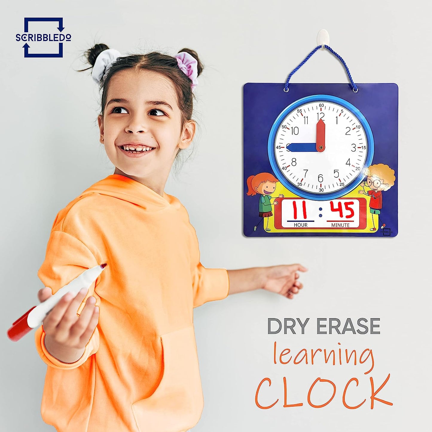 wall hanging dry erase learning clock 