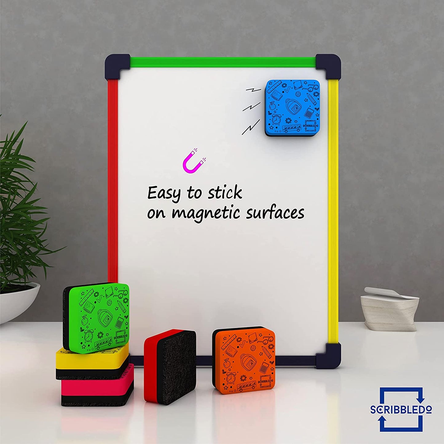 12 pack Magnetic Dry Erase Erasers Assorted Colors