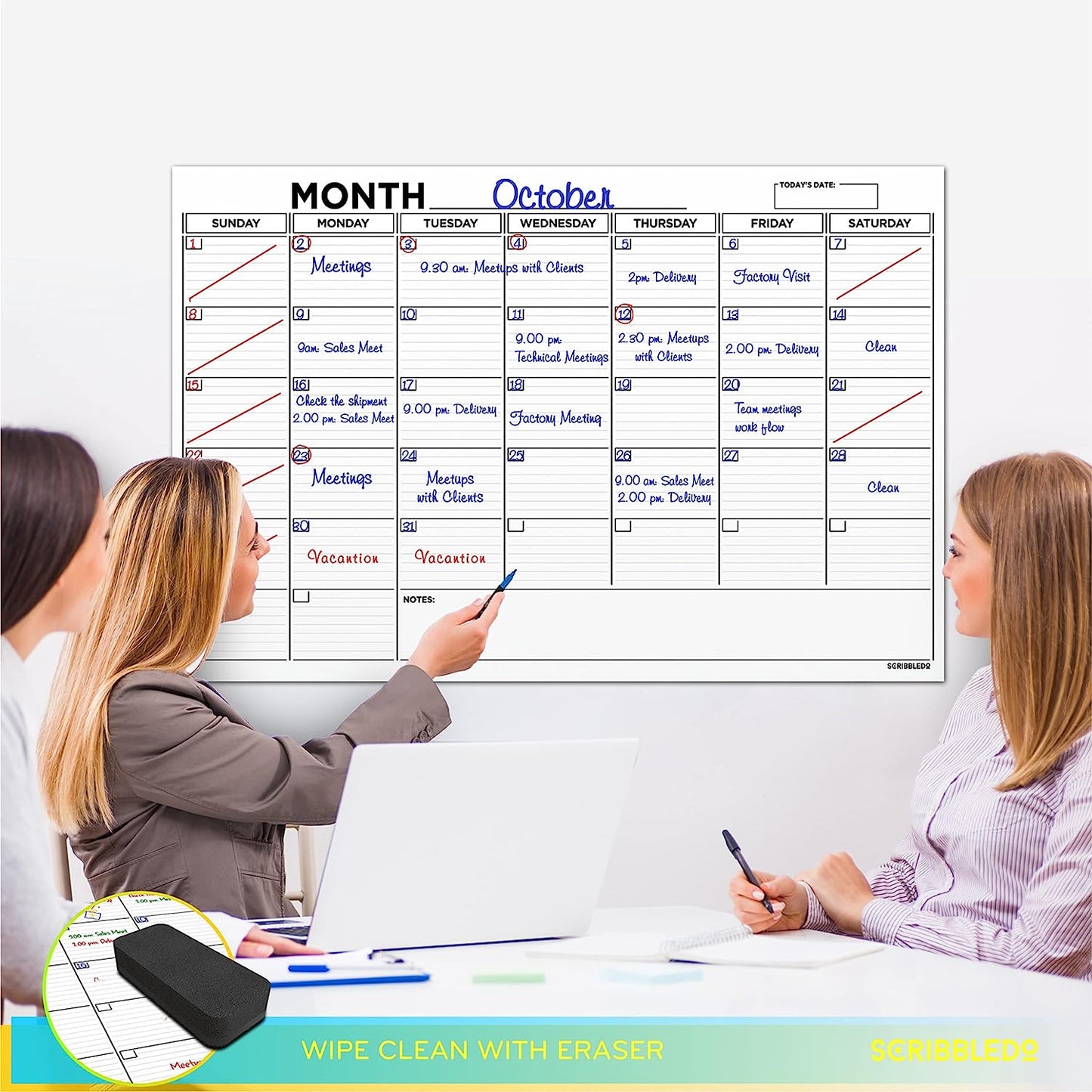 yearly white board calendar 24x36