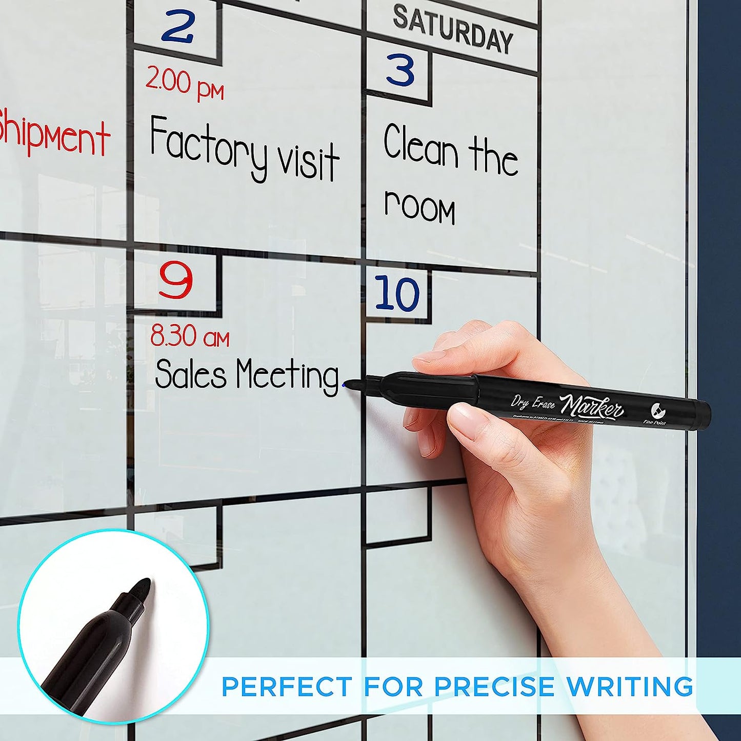 Glass Whiteboard 2023 Calendar 34"x46" Yearly Planner with Marker Tray