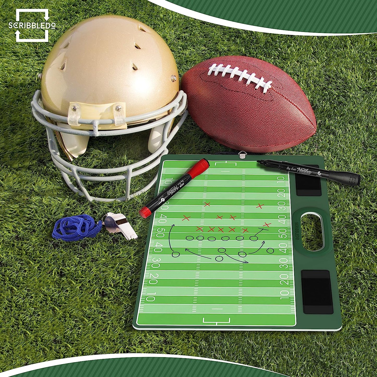 Football Dry Erase Board for Coaches 15"x10.5" with Markers