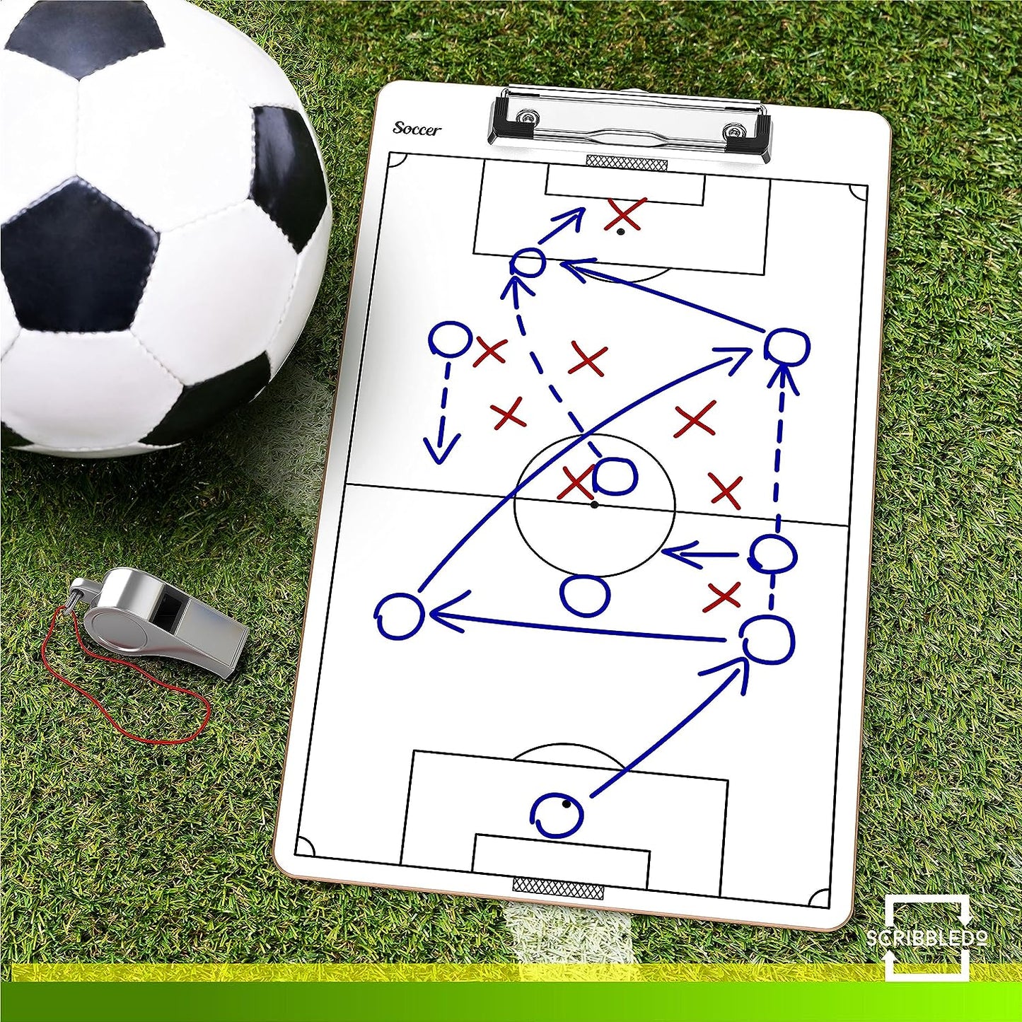 Trademark Innovations Soccer Magnetic Coaching Board Whiteboard Clipboard