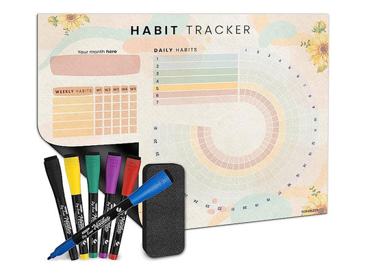 habit tracker journal calendar 13x17 with markers for fridge
