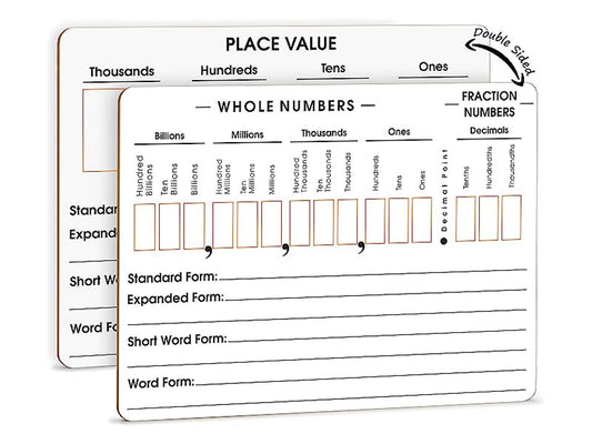 place value double sided board 9"x12"
