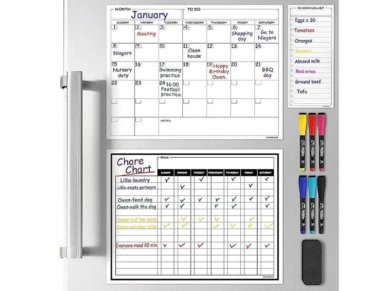 magnetic chore chart 13x17 with markers for fridge