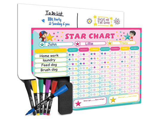 Magnetic Reward Chart for Kids 13”x17” with Markers